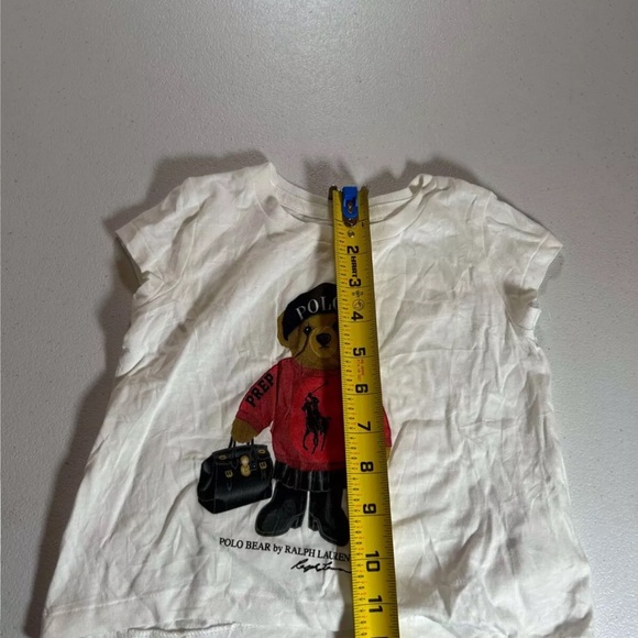 New Polo Ralph Lauren Girl's Bear White Cotton T-shirt 3T dirty - Picture 6 of 10